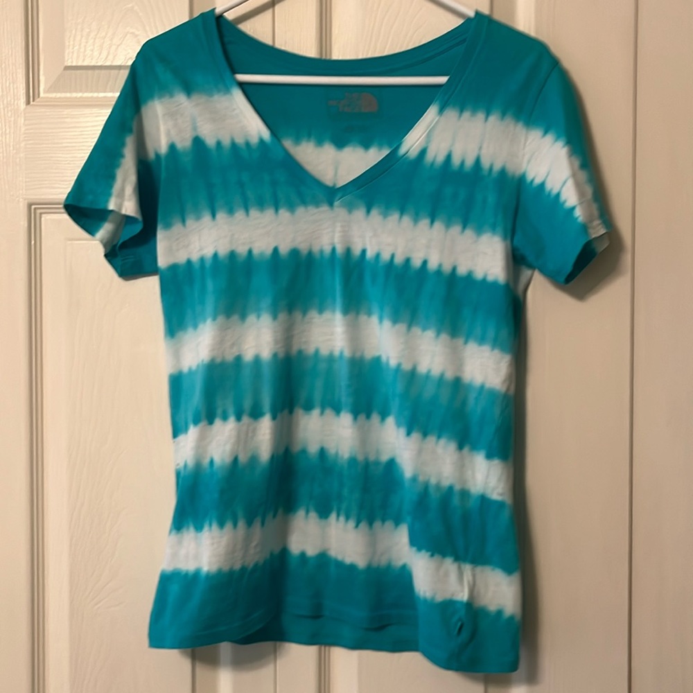 North Face blue & white tie-dyed t-shirt